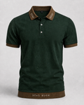 STAY HIGH Premium Polo Tee — Forest Green / Brown