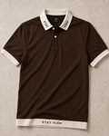 STAY HIGH Premium Polo Tee — Brown / Cream