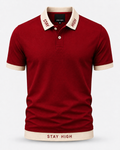 STAY HIGH Premium Polo Tee — Red / Cream